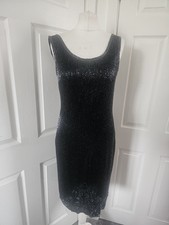 After Six Ronald Joyce Silk Black Flapper Sequin Beaded Dress Size 12