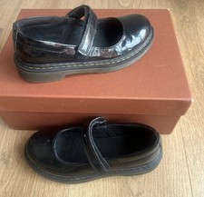 Dr Doc Martens Mary Jane Single Strap Black Gloss Shoes Girls Size Uk 13 Eu 32 