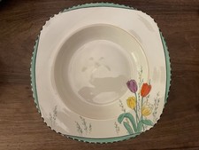 Burleigh Ware Tulip Time 1930s Art Deco x 6 Handpainted Pottery Soup Bowls 24cm