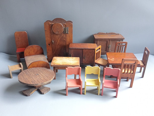 Vintage wooden dolls - vintage, house