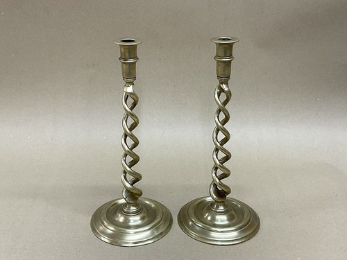 Pair brass barley - pair, of