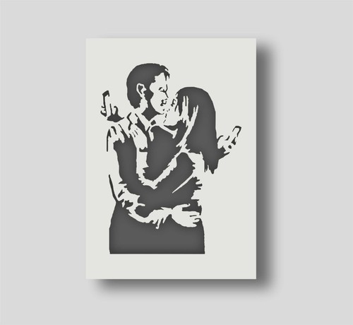 Banksy mobile lovers stencil - banksy,