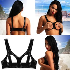 Women Sexy Cupless Bra PVC
