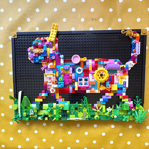 Lego brick rainbow cat - rainbow,