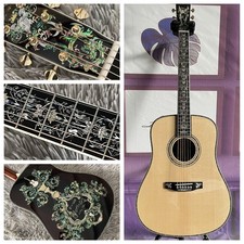 Luxury All Solid D-type Acoustic Guitar Abalone, Ebony Fretboard Indian Rosewood