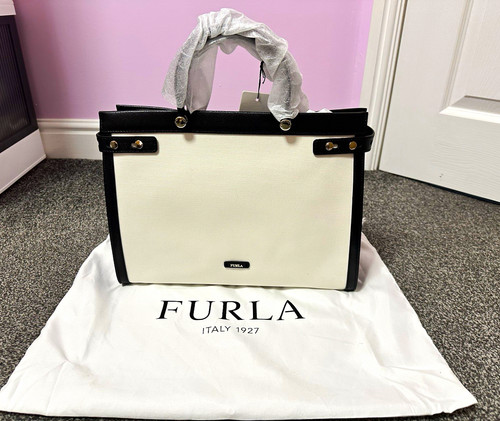 Furla white black - white/black, canvas