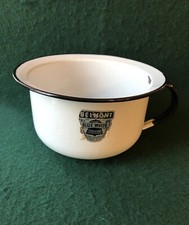 Vintage Belmont Porcelain White Enamel With Black Trim 3.5 x 7 Chamber Pot