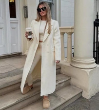 ZARA ZW COLLECTION TAILORED WOOL BLEND COAT WHITE FW24/25  Size XL REF. 9047/632