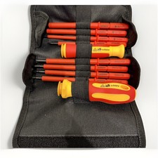 10 Piece Electrical VDE Insulated Interchangeable 500v Screwdriver Set Tool Roll