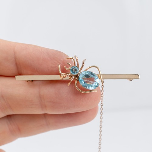 Antique brooch 9ct gold spider - antique,
