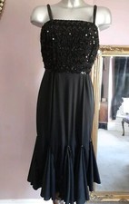*AFTER SIX BY RONALD JOYCE* black Evening Dress Sequin Detail Vintage GLAMOROUS 