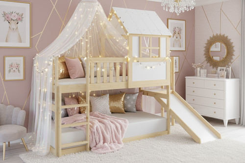Princess bunk bed with - bed, slide
