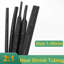 BLACK HEAT SHRINK TUBING - 1.0mm - 50mm CABLE HEATSHRINK SLEEVING CAR 2:1 RATIO