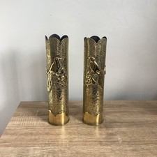 WW1 Trench Art Pair Of Decorative Brass vases Shell Cases 1914 - 1917 