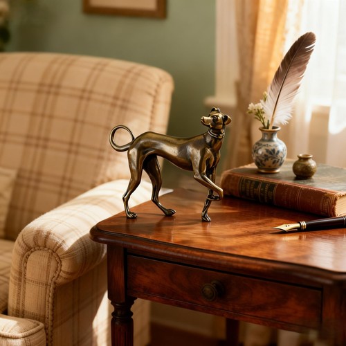 Solid brass greyhound dog - brass,