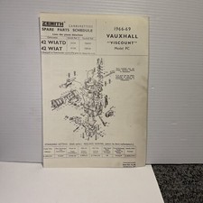 ZENITH CARBURETTOR SERVICE BULLETIN VAUXHALL VISCOUNT PC 1966 69