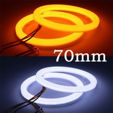 2 Pcs 12V Car Headlight DRL Halo Ring Angel Eyes White Yellow Universal For 70mm
