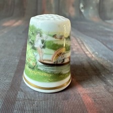 Royal Worcester Thimble Edwardian Scene Punting Boating on The River RARE