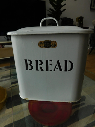 Vintage enamel bread bin - bin, by