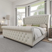 Winged Chesterfield Sleigh Bed