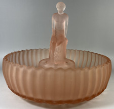 Art Deco Frosted Pink Glass