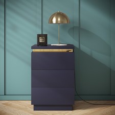 Bedside Table Navy Blue with 3