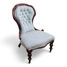 Antique Victorian carved button back salon chair - nursing chair - bedroom chair