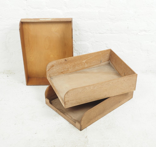 Three vintage oak wooden - vintage,