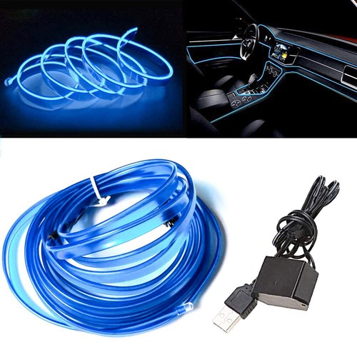 Blue led car - car, interior