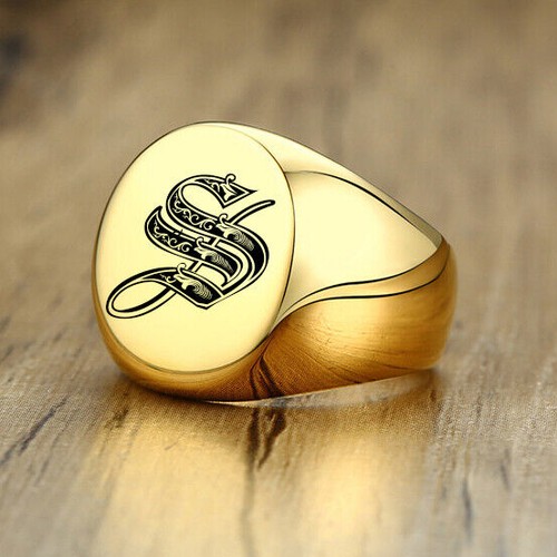Mens gold signet - gold, ring