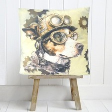 Jack Russell Dog Steampunk Cushion Cover Decorative Victorian Vintage Animal 18"