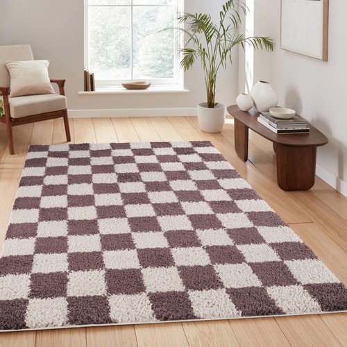 Modern checkered rug soft - checkered,