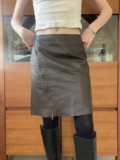 Brown Leather Skirt With Zip
