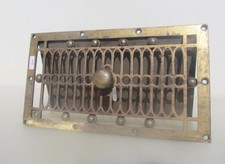 Victorian Brass Air Vent Grate Grille Cover Antique Georgian Open-Close 12"x7"