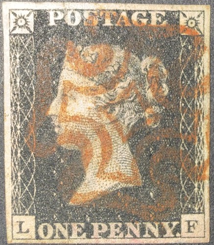 Stamp 1840 sg2 1d - 1d, black