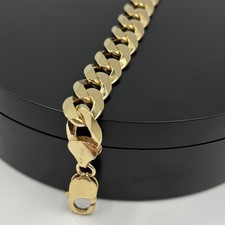 Big! 9ct Yellow Gold on Silver Solid Curb Chain Bracelet - 9 inch 12.5MM