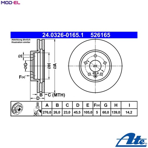 Brake disc 0326 0165 - brake, 24.0326-0165.1