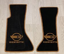 Carpet Mats for Chevrolet Corvette C4 Black Cognac Velvet 2pcs
