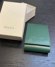 Genuine Rolex Box Watch Roll Case Green Button Up Protective Travel Box