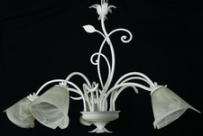 Classico lampadario bianco antico vetro SHABBY CHIC fiammingo corte art.B48