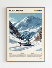Vintage Porsche 911 Poster - Classic Sports Car Wall Art Print Decor
