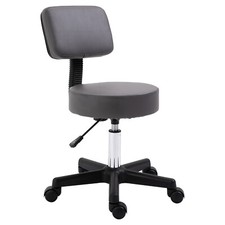 HOMCOM Beautician's Adjustable Swivel Salon Chair Padded Seat Back 5 Wheels Grey