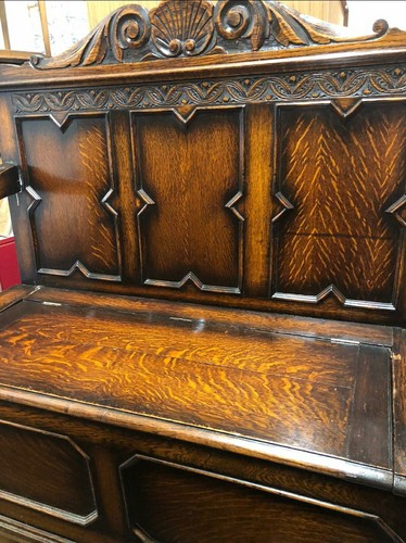 Antique carved monks bench - carved,