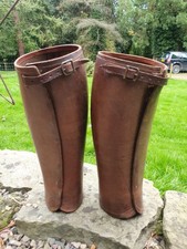 Antique vintage pair of leather Chaps Gaiters 30 x 38cm diameter good condition