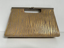 VINTAGE PETER KAISER Gold Bronze Textured Nubuck Silver Clasp Clutch Bag & Strap
