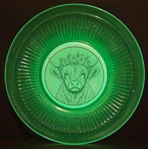 Vintage uranium glass plate - vintage,