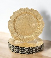 Set of 6  Elegant Reef Plastic Charger Plates 13 Inch Round Dinner Wedding Party