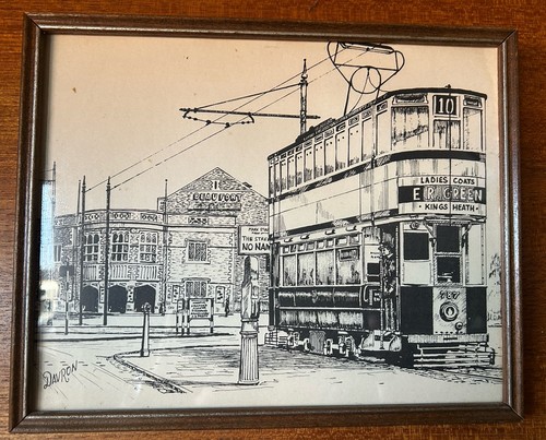 Vintage print trams - vintage,