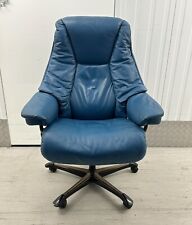 Ekornes Stressless “Live” Recliner Blue Leather Office Desk Chair