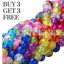 ❤ Round Glass Crackle Beads